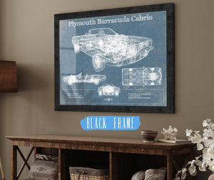 20" x 16" / Black Frame Cutler West Plymouth Barracuda Cabrio Blueprint Vintage Auto Print