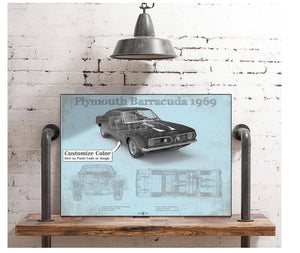 Cutler West Plymouth Barracuda Original Blueprint Art