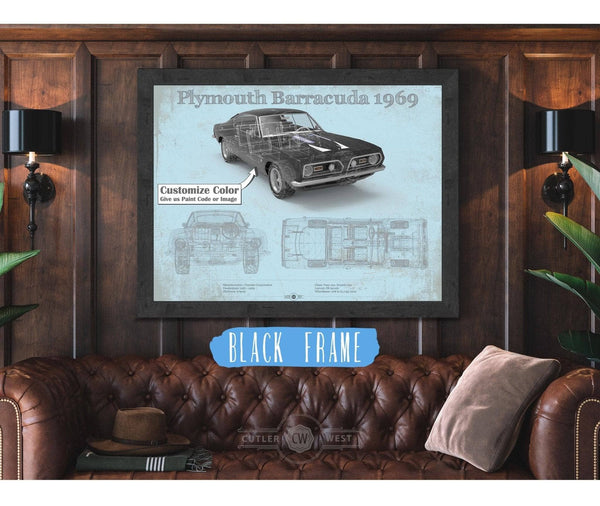 Cutler West Plymouth Barracuda Original Blueprint Art