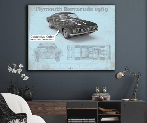 Cutler West Plymouth Barracuda Original Blueprint Art