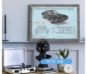 14" x 11" / Greyson Frame Cutler West Plymouth Barracuda Original Blueprint Art