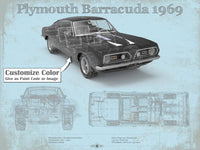 Cutler West Plymouth Barracuda Original Blueprint Art