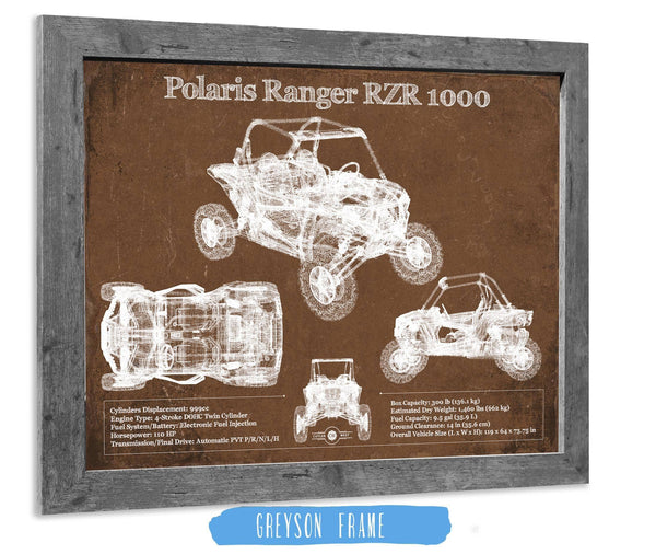 14" x 11" / Greyson Frame Cutler West Polaris Ranger RZR XP 1000 Blueprint Vintage Auto Print