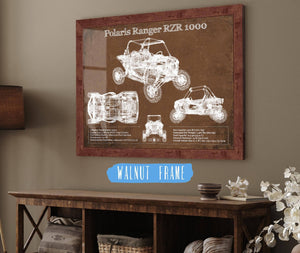 20" x 16" / Walnut Frame Cutler West Polaris Ranger RZR XP 1000 Blueprint Vintage Auto Print