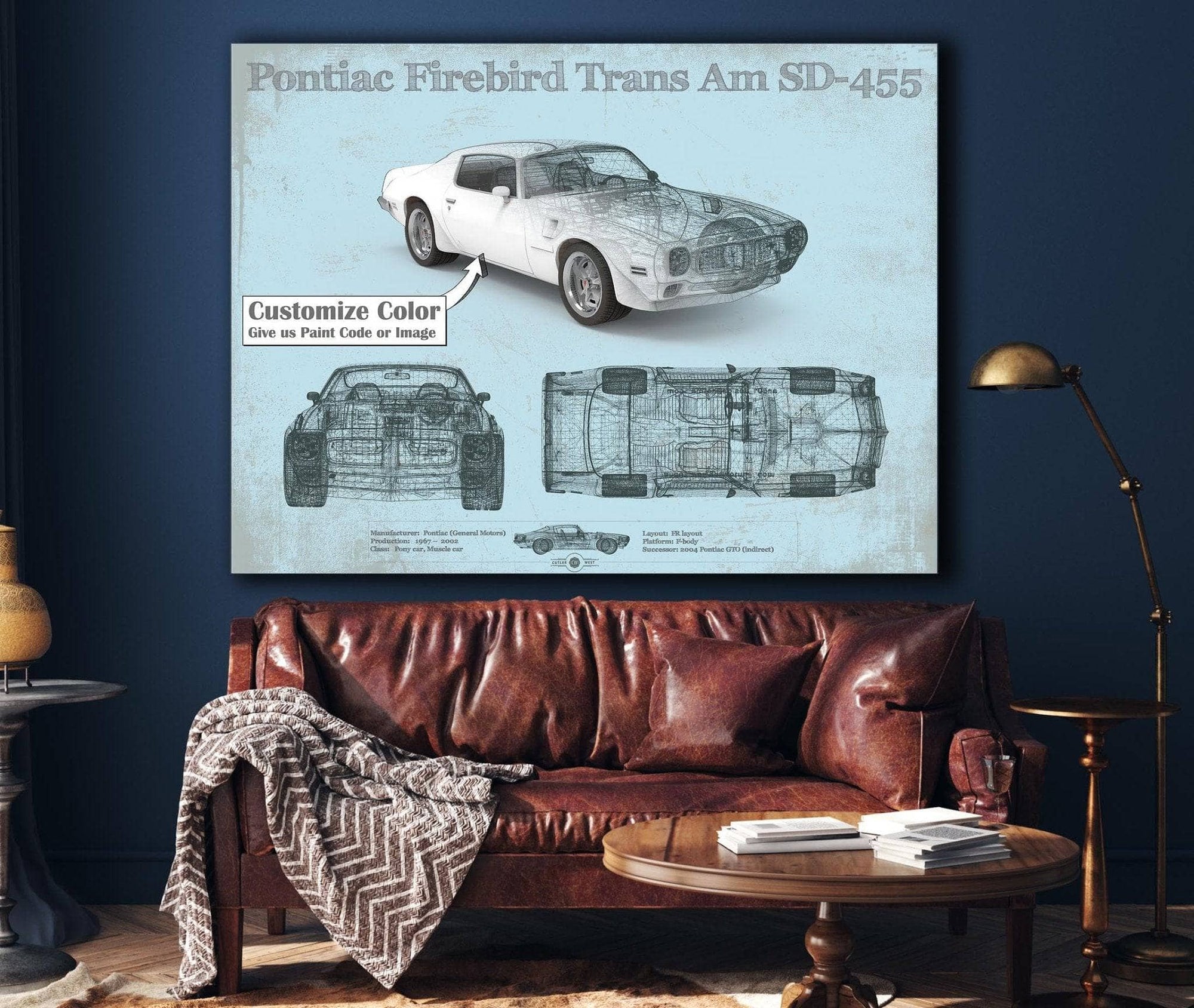Cutler West Pontiac Firebird Trans Am SD 455 (1973) Vintage Auto Print