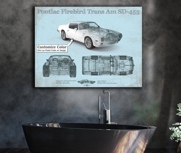 Cutler West Pontiac Firebird Trans Am SD 455 (1973) Vintage Auto Print