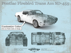 14" x 11" / Unframed Cutler West Pontiac Firebird Trans Am SD 455 (1973) Vintage Auto Print