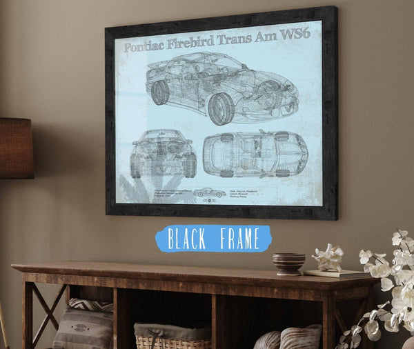 20" x 16" / Black Frame Cutler West Pontiac Firebird Trans Am WS6 Vintage Auto Print