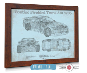 20" x 16" / Walnut Frame Cutler West Pontiac Firebird Trans Am WS6 Vintage Auto Print