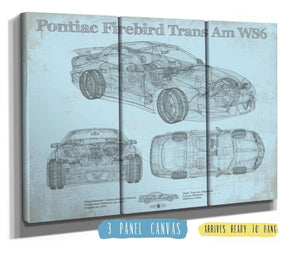 36" x 24" / 3 Panel Canvas Wrap Cutler West Pontiac Firebird Trans Am WS6 Vintage Auto Print