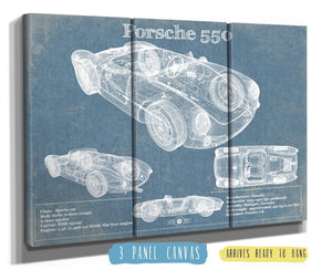 36" x 24" / 3 Panel Canvas Wrap Cutler West Porsche 550 Vintage Sports Car Print