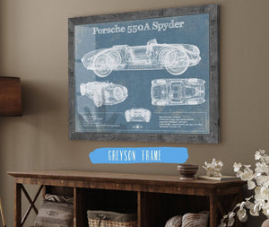 14" x 11" / Greyson Frame Cutler West Porsche 550A Spyder Blueprint Vintage Auto Print