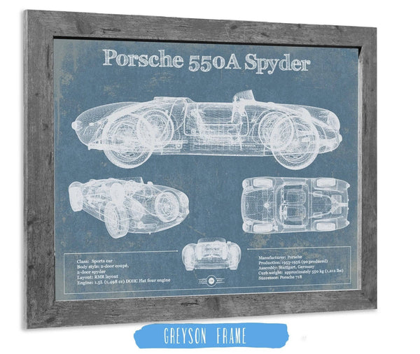 20" x 16" / Greyson Frame Cutler West Porsche 550A Spyder Blueprint Vintage Auto Print