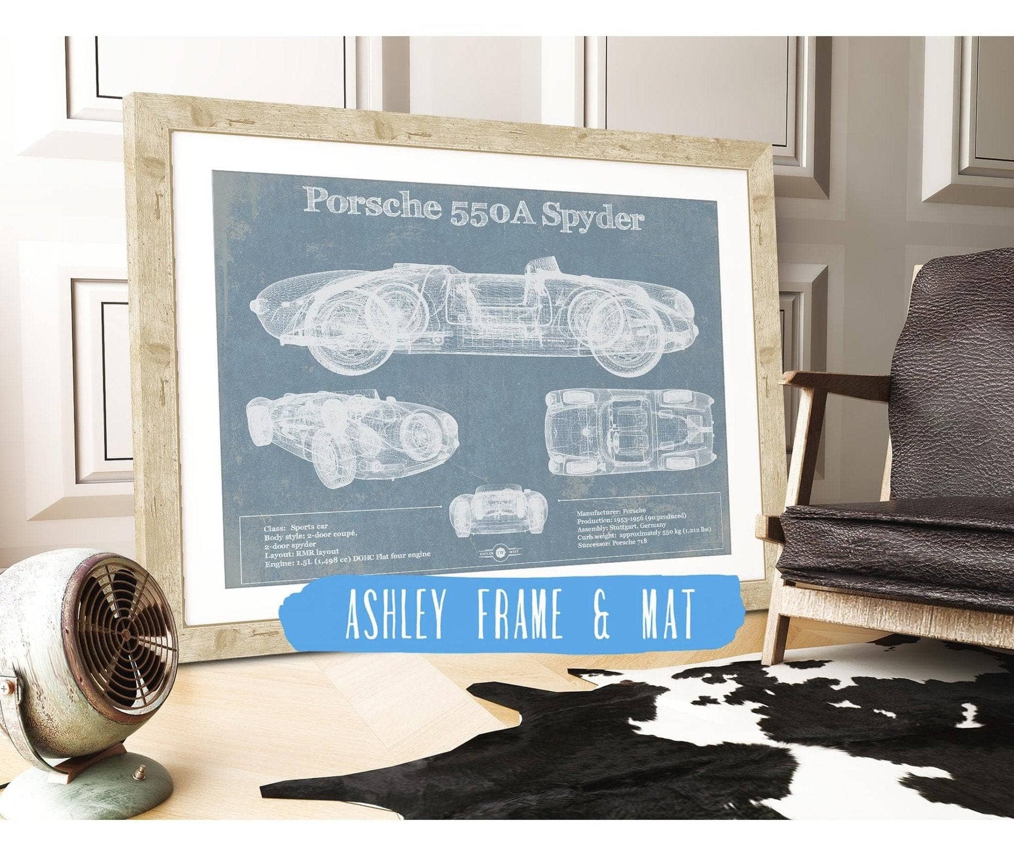 Cutler West Porsche Collection Porsche 550A Spyder Blueprint Vintage Auto Print