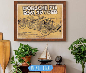 20" x 16" / Walnut Frame Cutler West Porsche 718 Spyder Racing Sports Car Print
