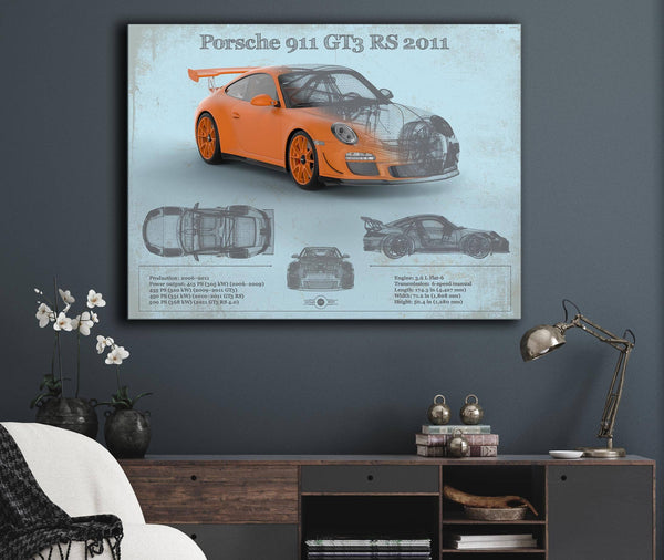 Cutler West Porsche 911 GT3 RS 2011 Vintage Sports Car Print