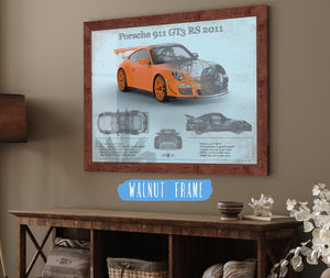 Cutler West Porsche 911 GT3 RS 2011 Vintage Sports Car Print