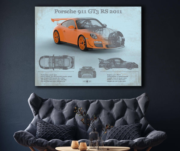 Cutler West Porsche 911 GT3 RS 2011 Vintage Sports Car Print