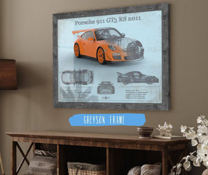 14" x 11" / Greyson Frame Cutler West Porsche 911 GT3 RS 2011 Vintage Sports Car Print