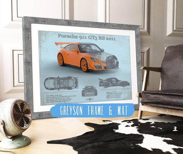 14" x 11" / Greyson Frame & Mat Cutler West Porsche 911 GT3 RS 2011 Vintage Sports Car Print