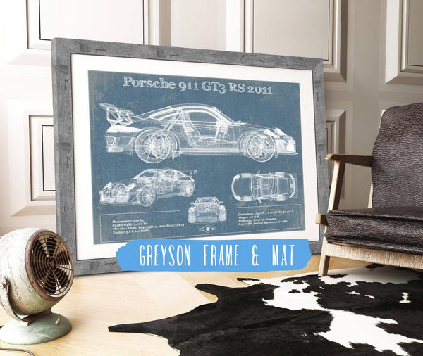 14" x 11" / Greyson Frame & Mat Cutler West Porsche 911 GT3 RS 2011 Vintage Sports Car Print