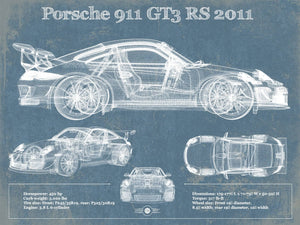 14" x 11" / Unframed Cutler West Porsche 911 GT3 RS 2011 Vintage Sports Car Print