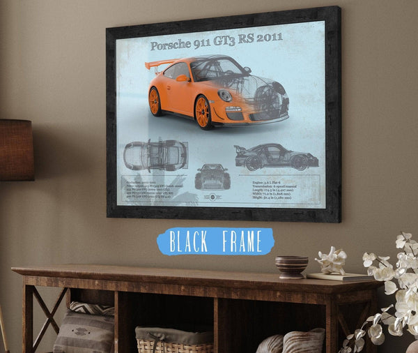 20" x 16" / Black Frame Cutler West Porsche 911 GT3 RS 2011 Vintage Sports Car Print