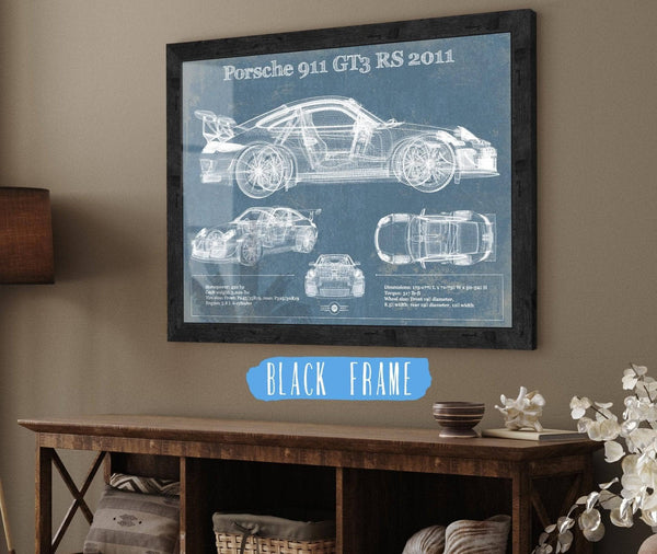 20" x 16" / Black Frame Cutler West Porsche 911 GT3 RS 2011 Vintage Sports Car Print