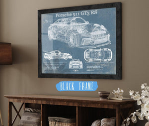 20" x 16" / Black Frame Cutler West Porsche 911 GT3 RS Vintage Blueprint Auto Print
