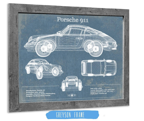 Cutler West Porsche 911 Vintage Blueprint Auto Print