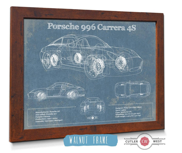 Cutler West Porsche 996 Carrera 4S Vintage Blueprint Auto Print