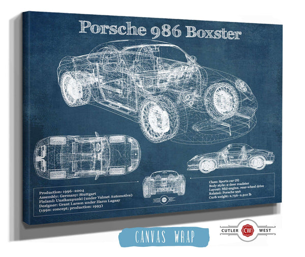 Cutler West Porsche Boxster (Type 986) Blueprint Vintage Auto Print