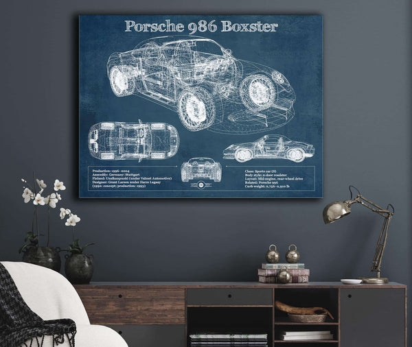 Cutler West Porsche Boxster (Type 986) Blueprint Vintage Auto Print