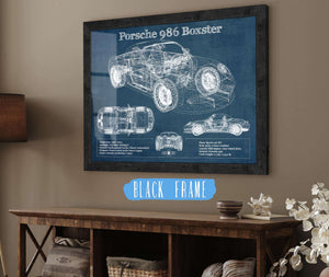 20" x 16" / Black Frame Cutler West Porsche Boxster (Type 986) Blueprint Vintage Auto Print