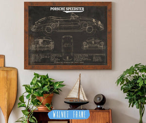 20" x 16" / Walnut Frame Cutler West Porsche Speedster 356A 1600 Vintage Auto Print