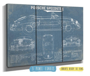 36" x 24" / 3 Panel Canvas Wrap Cutler West Porsche Speedster 356A 1600 - Vintage Auto Print