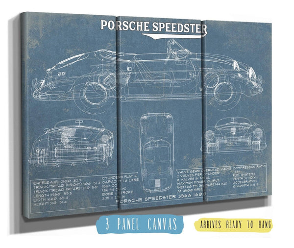 36" x 24" / 3 Panel Canvas Wrap Cutler West Porsche Speedster 356A 1600 - Vintage Auto Print
