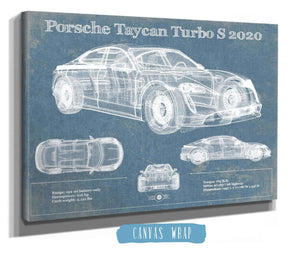 Cutler West Porsche Taycan Turbo S 2020 Vintage Blueprint Auto Print