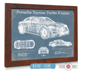 Cutler West Porsche Taycan Turbo S 2020 Vintage Blueprint Auto Print