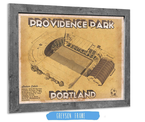 14" x 11" / Greyson Frame Cutler West Portland Timbers F.C. - Providence Park Vintage MLS Soccer Print