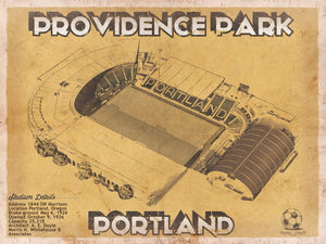 14" x 11" / Unframed Cutler West Portland Timbers F.C. - Providence Park Vintage MLS Soccer Print