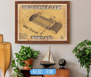 20" x 16" / Walnut Frame Cutler West Portland Timbers F.C. - Providence Park Vintage MLS Soccer Print