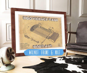 20" x 16" / Walnut Frame & Mat Cutler West Portland Timbers F.C. - Providence Park Vintage MLS Soccer Print