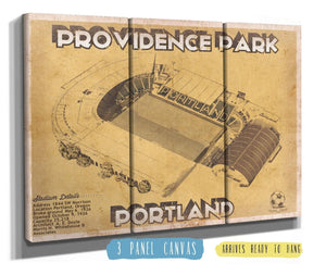 36" x 24" / 3 Panel Canvas Wrap Cutler West Portland Timbers F.C. - Providence Park Vintage MLS Soccer Print