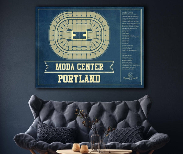 Cutler West Portland Trail Blazers Moda Center Vintage Basketball Blueprint NBA Print