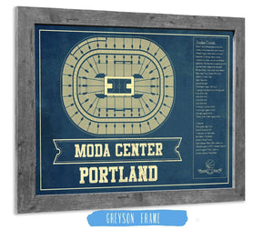 14" x 11" / Greyson Frame Cutler West Portland Trail Blazers Moda Center Vintage Basketball Blueprint NBA Print