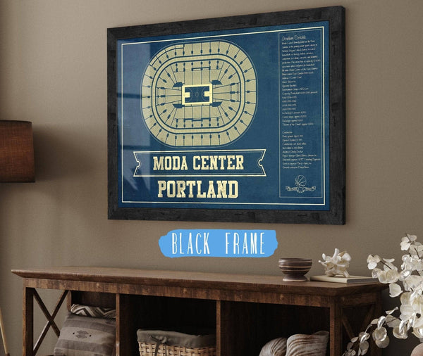20" x 16" / Black Frame Cutler West Portland Trail Blazers Moda Center Vintage Basketball Blueprint NBA Print