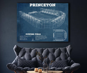 Cutler West Princeton Tigers Football Art - Vintage Powers Field Blueprint Wall Art
