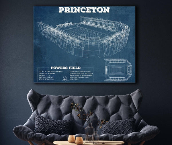 Cutler West Princeton Tigers Football Art - Vintage Powers Field Blueprint Wall Art
