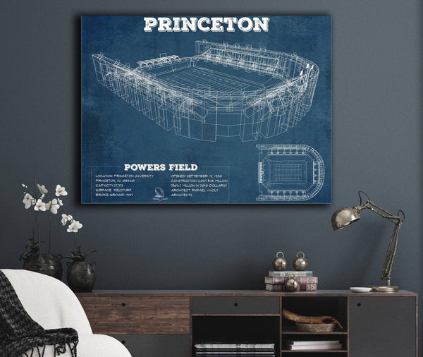 Cutler West Princeton Tigers Football Art - Vintage Powers Field Blueprint Wall Art